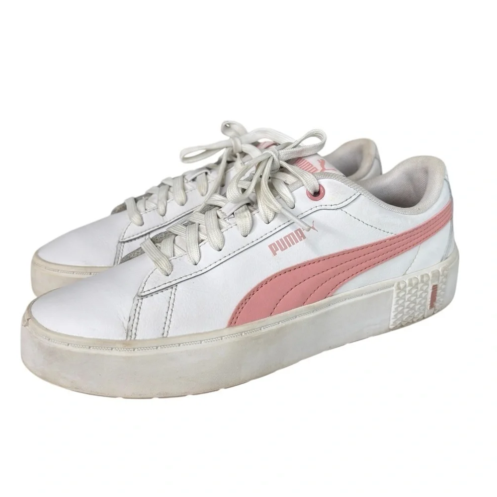 Puma Smash Platform V2 Casual Sneakers Womens Shoe Size 9 White / Pink 373035-05